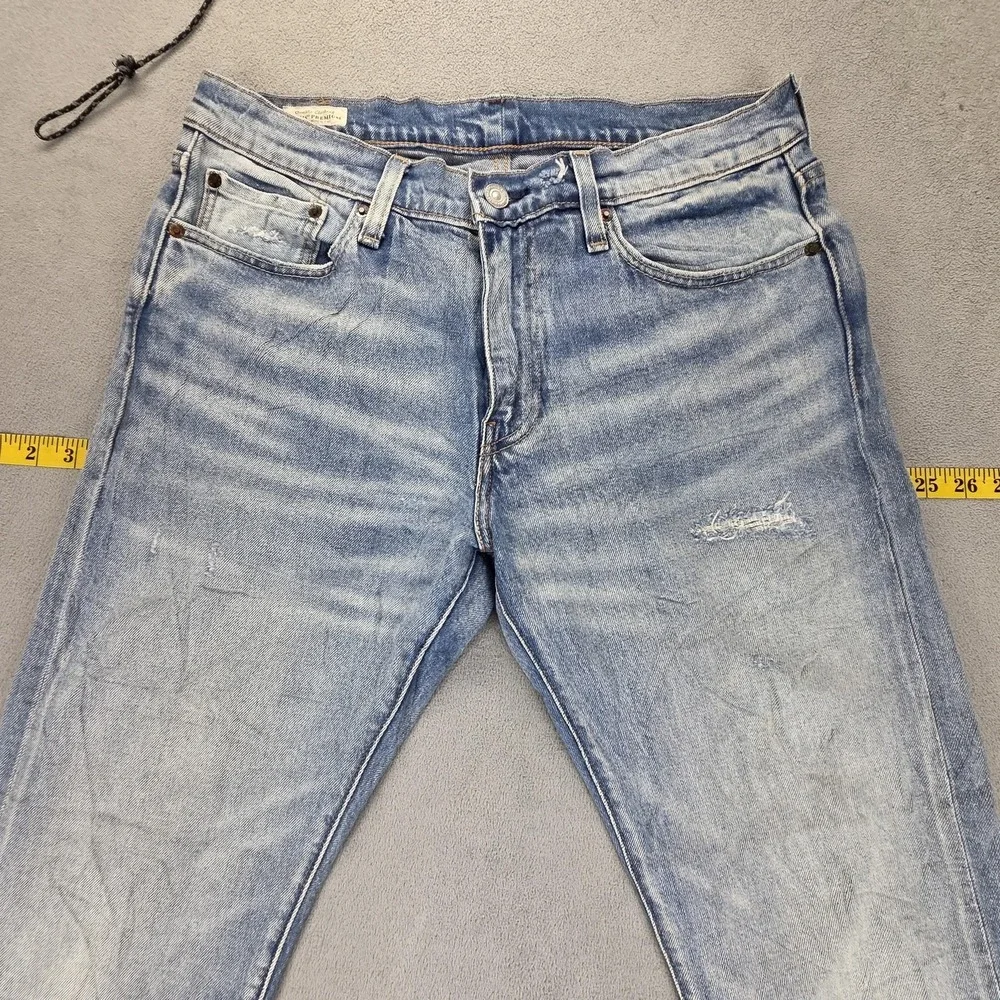 Levis 511 Jeans Mens Selvedge Blue Light Wash Slim Whiskers Honeycomb Fits 31x29